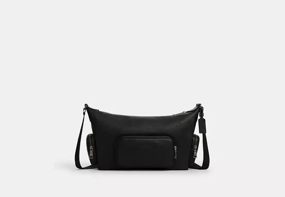 NWT B1-007COACH Finn Crossbody Bag With Pockets Pebble LeatherCCG15GunmetalBlack